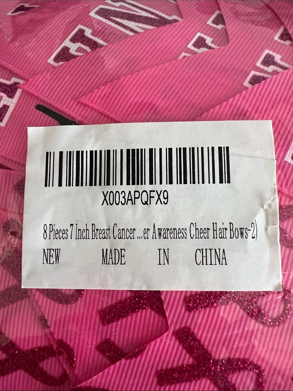 Breast Cancer Awareness Pink Ribbon Hair Bow
